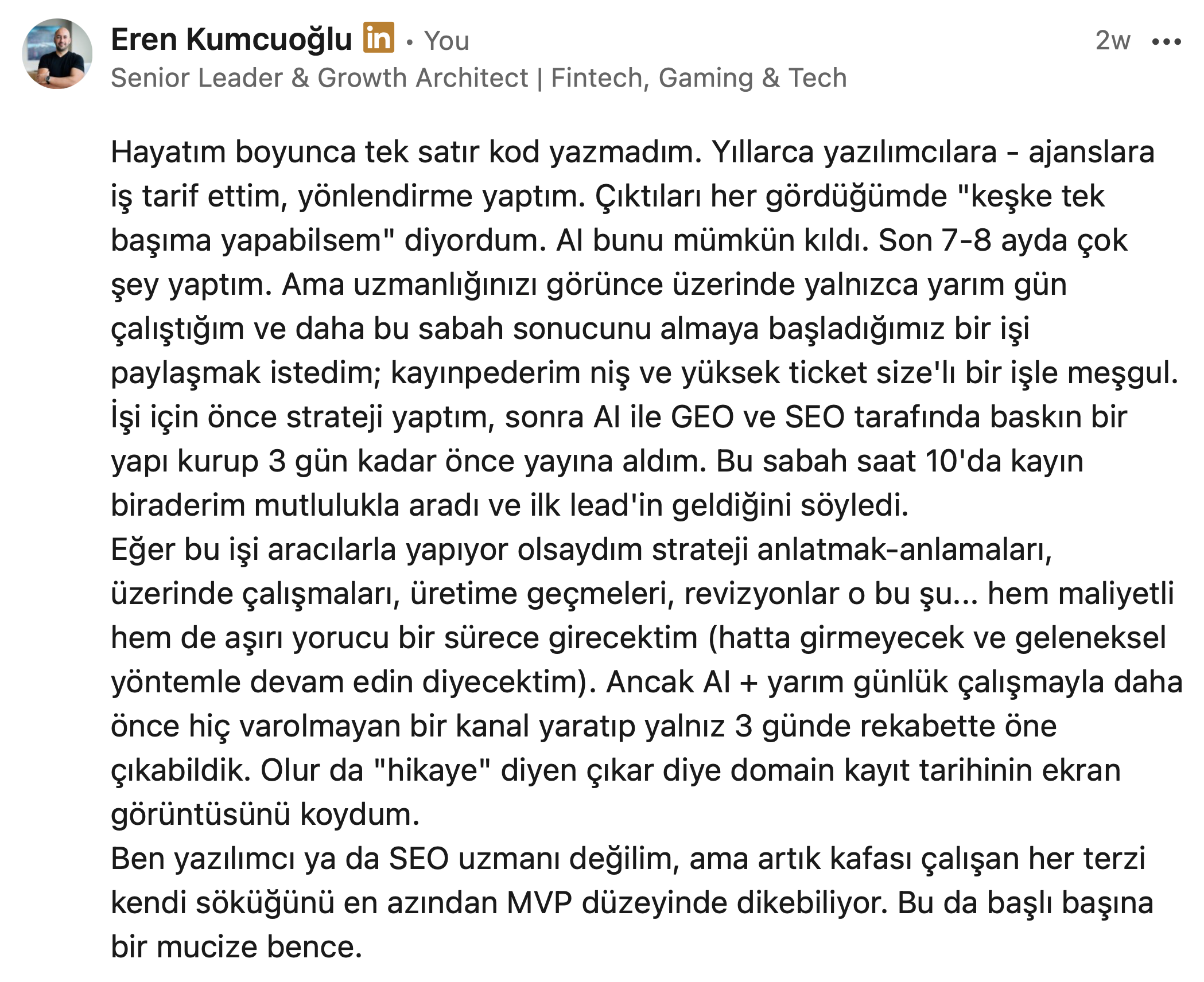 Eren Kumcuoğlu — AI&rsquo;a Rağmen mi AI Sayesinde mi? Tarafını Seç!